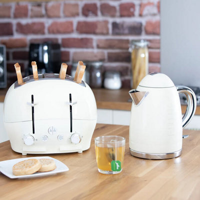 The Funky Appliance Company 1.7 Litre Kettle and 4 Slice Toaster Set White DIY at B Q