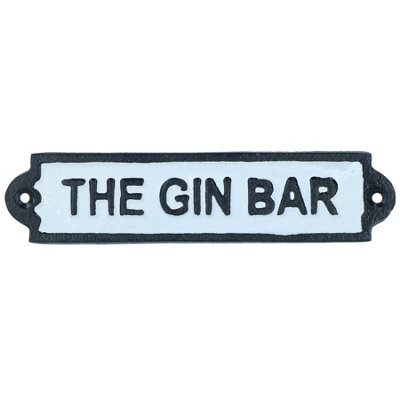 The Gin Bar Cast Iron Sign Plaque Wall Door Fence Gate Post House Cocktail Pub
