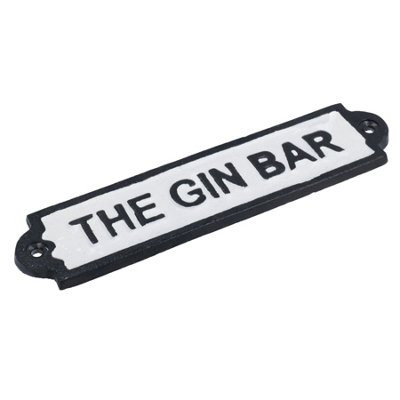 The Gin Bar Cast Iron Sign Plaque Wall Door Fence Gate Post House Cocktail Pub