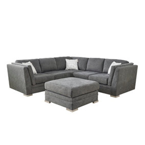 The Great British Sofa Company Charlotte 2&2 Seater Dark Grey Corner Sofa With Footstool