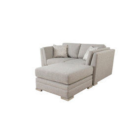 The Great British Sofa Company Charlotte 2 Seater Light Grey Sofa With Footstool