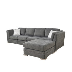 The Great British Sofa Company Charlotte 4 Seater Dark Grey Sofa With Footstool