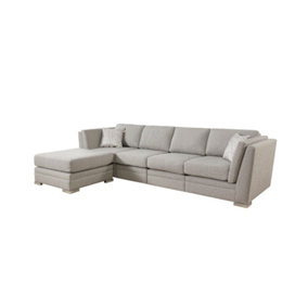 The Great British Sofa Company Charlotte 4 Seater Light Grey Sofa With Footstool