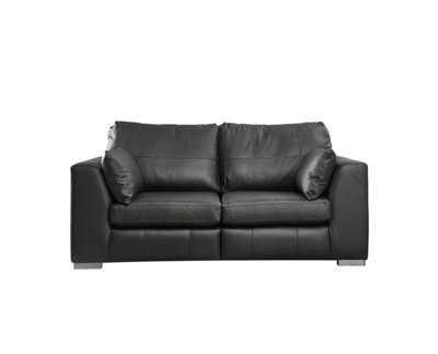 The Great British Sofa Company Verona Black Real Leather 3 & 2 Seater Sofas