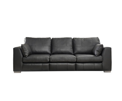 The Great British Sofa Company Verona Black Real Leather 3 & 2 Seater Sofas