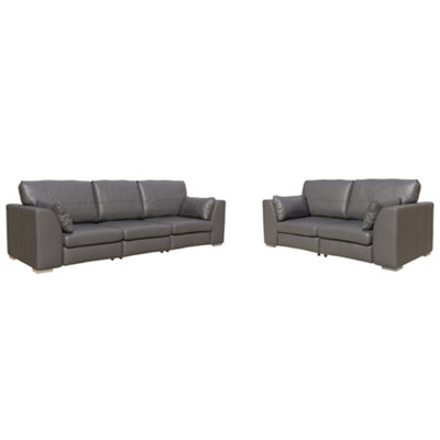 The Great British Sofa Company Verona Grey Real Leather 3 & 2 Seater Sofas