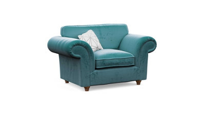 The Great British Sofa Company Windsor Teal Armchair - Brown Feet