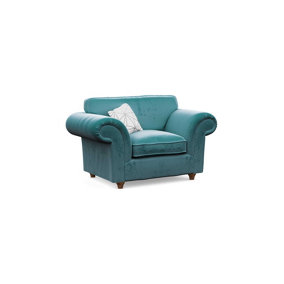 The Great British Sofa Company Windsor Teal Armchair - Brown Feet