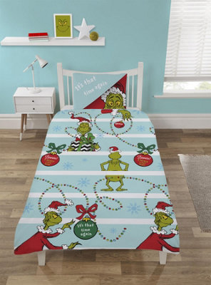 The Grinch It's That Time Again Duvet Cover Set Reversible Kids Christmas Bedding Double