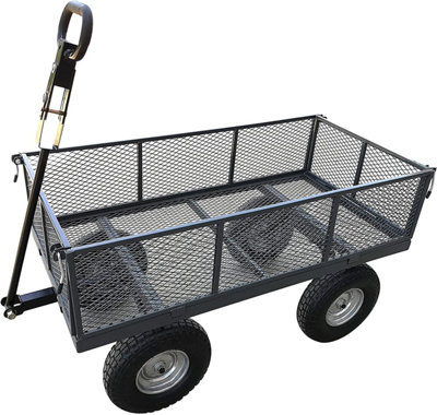 The Handy Deluxe Garden Trolley THDLGT Large Steel Garden Cart 400kg Capacity - Puncture Proof Wheels Removeable Sides & Tool Tray