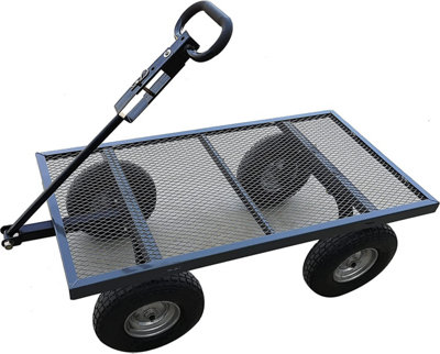 The Handy Deluxe Garden Trolley THDLGT Large Steel Garden Cart 400kg Capacity - Puncture Proof Wheels Removeable Sides & Tool Tray