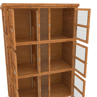 The Hutch Company 4ft Chartwell Three-Tier Rabbit Guinea Pig Hutch With Three Separate Levels