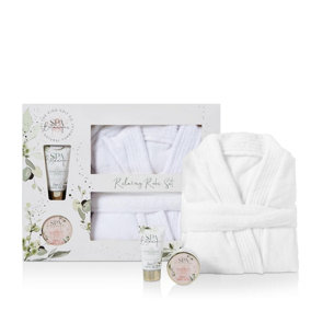 The Kind Edit Co. Skin Expert Vegan Bath Robe Gift Set White - 50ml Body Wash + 120ml Body Butter + Bath Robe