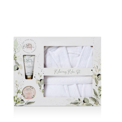 The Kind Edit Co. Skin Expert Vegan Bath Robe Gift Set White - 50ml Body Wash + 120ml Body Butter + Bath Robe