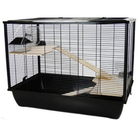 The Langham Tall Rat and Hamster Cage with Two Floors - Black