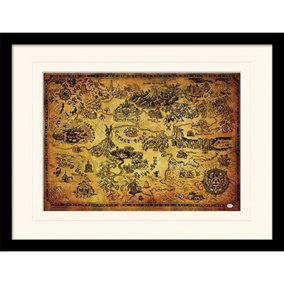 The Legend Of Zelda Hyrule Map Mounted Print Brown (40cm x 30cm)