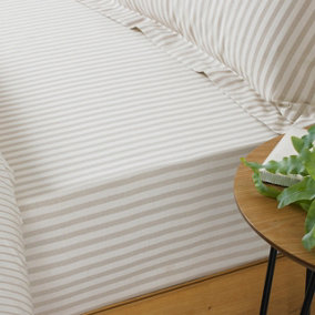 The Linen Yard Hebden Cotton Melange Stripe Fitted Bed Sheet