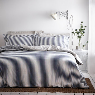 The Linen Yard Hebden Striped 100% Cotton Duvet Cover Set