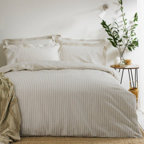 The Linen Yard Hebden Striped 100% Cotton Duvet Cover Set