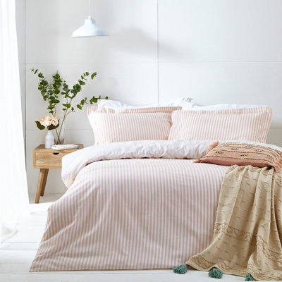 The Linen Yard Hebden Striped 100% Cotton Duvet Cover Set