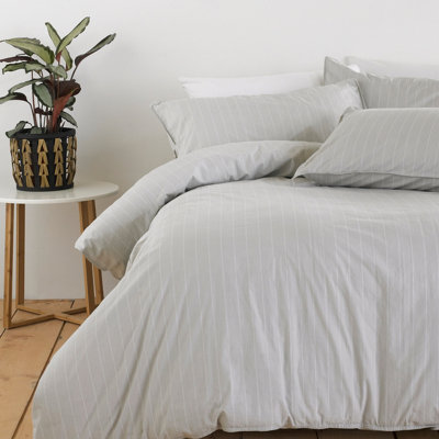 The Linen Yard Linear Pinstripe 100% Cotton Duvet Cover Set