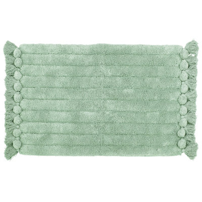 The Linen Yard Ribbed Tassel Cotton Anti-Slip Bath Mat