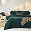 The Linen Yard Tufted Tree Double Duvet Cover Set, Cotton, Pine Green