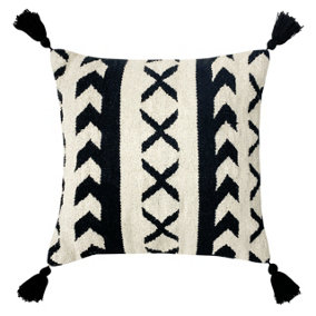 The Linen Yard Ural Woven Cotton Tassel Trimmed Polyester Filled Cushion