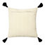 The Linen Yard Ural Woven Cotton Tassel Trimmed Polyester Filled Cushion