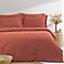 The Linen Yard Waffle King Duvet Cover Set, Cotton, Red Clay
