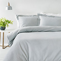 The Linen Yard Waffle King Duvet Cover Set, Cotton, Silver