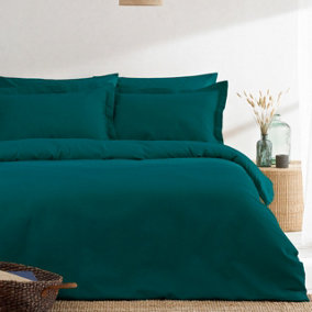 The Linen Yard Waffle King Duvet Cover Set, Cotton, Teal