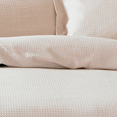 The Linen Yard Waffle Textured 100% Cotton Duvet Cover Set
