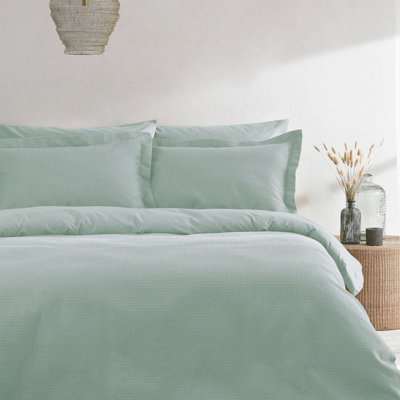 The Linen Yard Waffle Textured 100% Cotton Duvet Cover Set