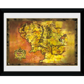 The Lord of The Rings Middle Earth Map 30 x 40cm Framed Collector Print