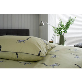 The Lyndon Company Lemur Printed Cotton Duvet Bedlinen Yellow