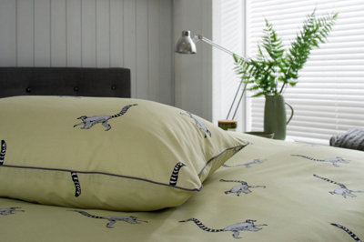 The Lyndon Company Lemur Printed Cotton Duvet Bedlinen Yellow