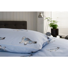 The Lyndon Company Seal Printed Cotton Duvet Set Blue