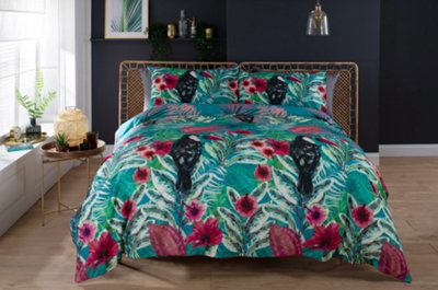 The Lyndon Company Toucan Lake Count Cotton Reversible Duvet Cover Set Teal