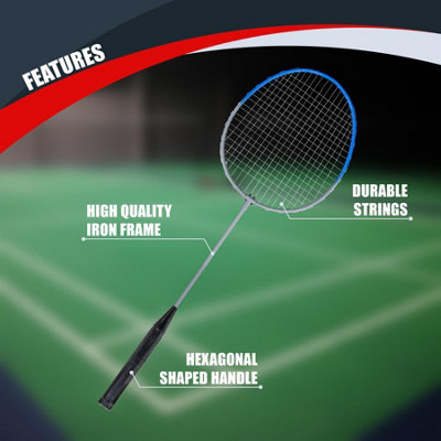 The Magic Toy Shop Badminton Rackets 3 Pcs Racquet & Shuttlecock Adults ...