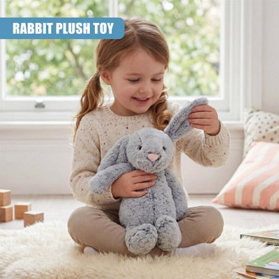 The Magic Toy Shop Grey Bunny Plush Stuffed Soft Cuddly Teddy Rabbit ...