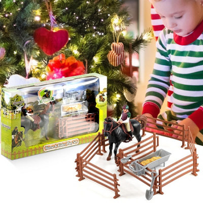 The Magic Toy Shop Horse Rider Playset with Accessories Model Stable ...