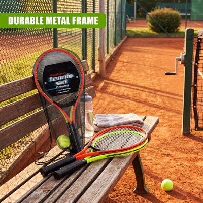 The Magic Toy Shop Junior Tennis Set for Kids Metal Rackets Ball ...