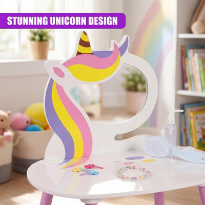 The Magic Toy Shop Kids Dressing Table with Mirror and Stool for Girls ...