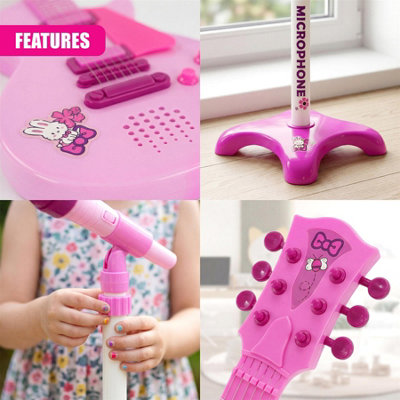 The Magic Toy Shop Kids Pink Electric Guitar & Microphone Set with ...