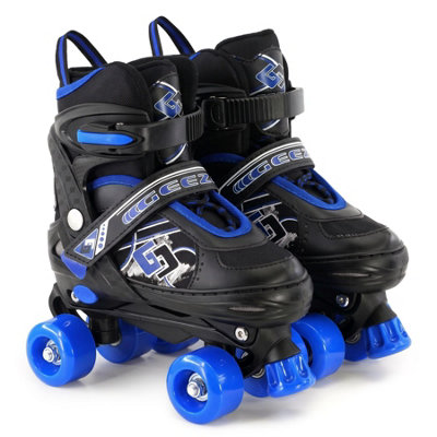 The Magic Toy Shop Kids Quad Skates Adjustable Blue Roller Skates for ...