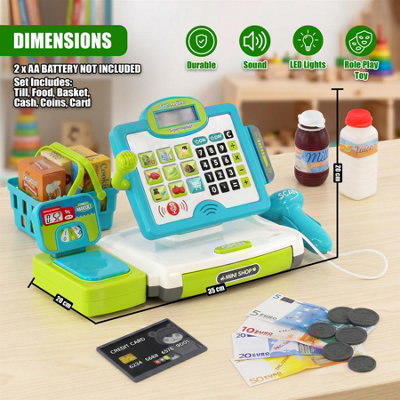 The Magic Toy Shop Kids Toy Cash Register with Scanner Play Food ...