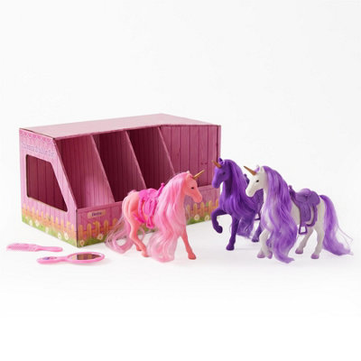 The Magic Toy Shop Set Of 3 Large Flocked Toy Magic Unicorn Play ...