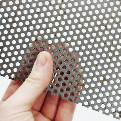 The Mesh Company Mild Steel 3mm Round Hole 1mm Thick Perforated Metal - 250 x 500mm