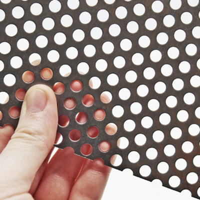 The Mesh Company Mild Steel 5mm Round Hole 1.5mm Thick Perforated Metal - 500 x 500mm
